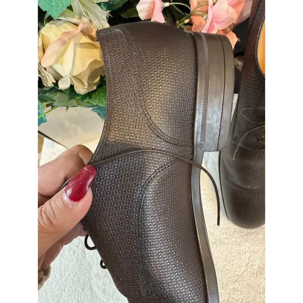 HUGO BOSS BROWN TEXTURE LEATHER SHOE OXFORD 8.5 (800THRIFTY)